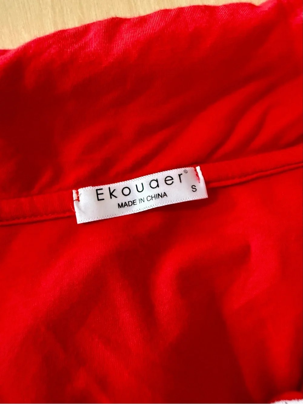 Women's Red Pajama Set with White Piping - Picture 2 of 2